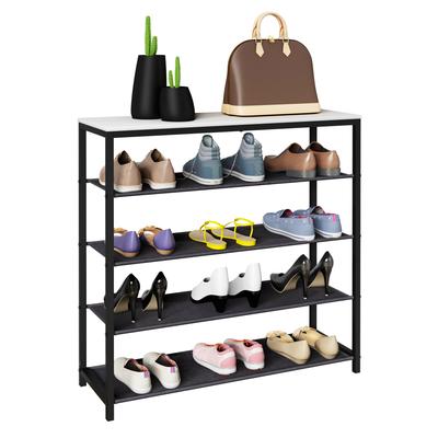 Schuhregal VCM "Metall Holz Schuhregal Schuhablage 4 Fächer Taliro", weiß, B:90cm T:30cm, Regale, Schuhregal