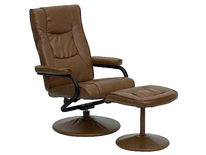 Flash Furniture Lehnsessel mit Polsterhocker, modern, Gestell mit Leder umwickelt, Metall, Palomino, 72 x 58 x 39 cm