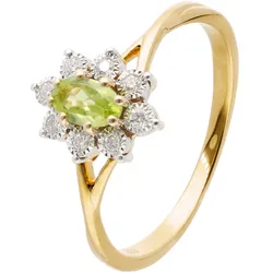 GLIZZ GL1278 Damenring 333 Gold mit Peridot und Lab-Grown Diamanten, 52/16,6