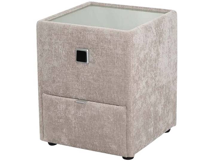 Nachtkonsole JOCKENHÖFER GRUPPE Lancy , beige (beige, grau 460, 29), B:42,5cm H:53cm T:45cm, Glas, Holzwerkstoff, Sideboards, Nachtkonsole, mit LED-Beleuchtung