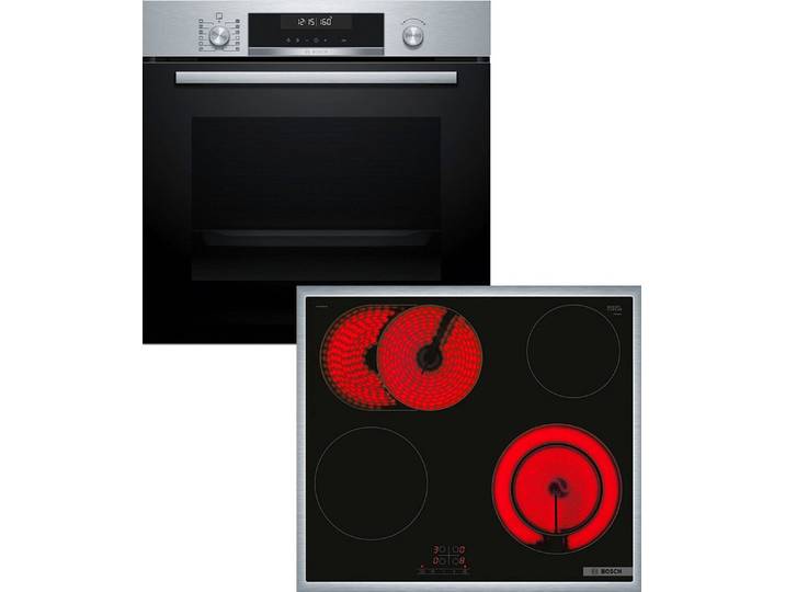 BOSCH Backofen-Set HBD671CS62, mit Teleskopauszug nachrüstbar, Pyrolyse-Selbstreinigung, Knusper-gesunde AirFry-Funktion & zuschaltbare Bräterzone