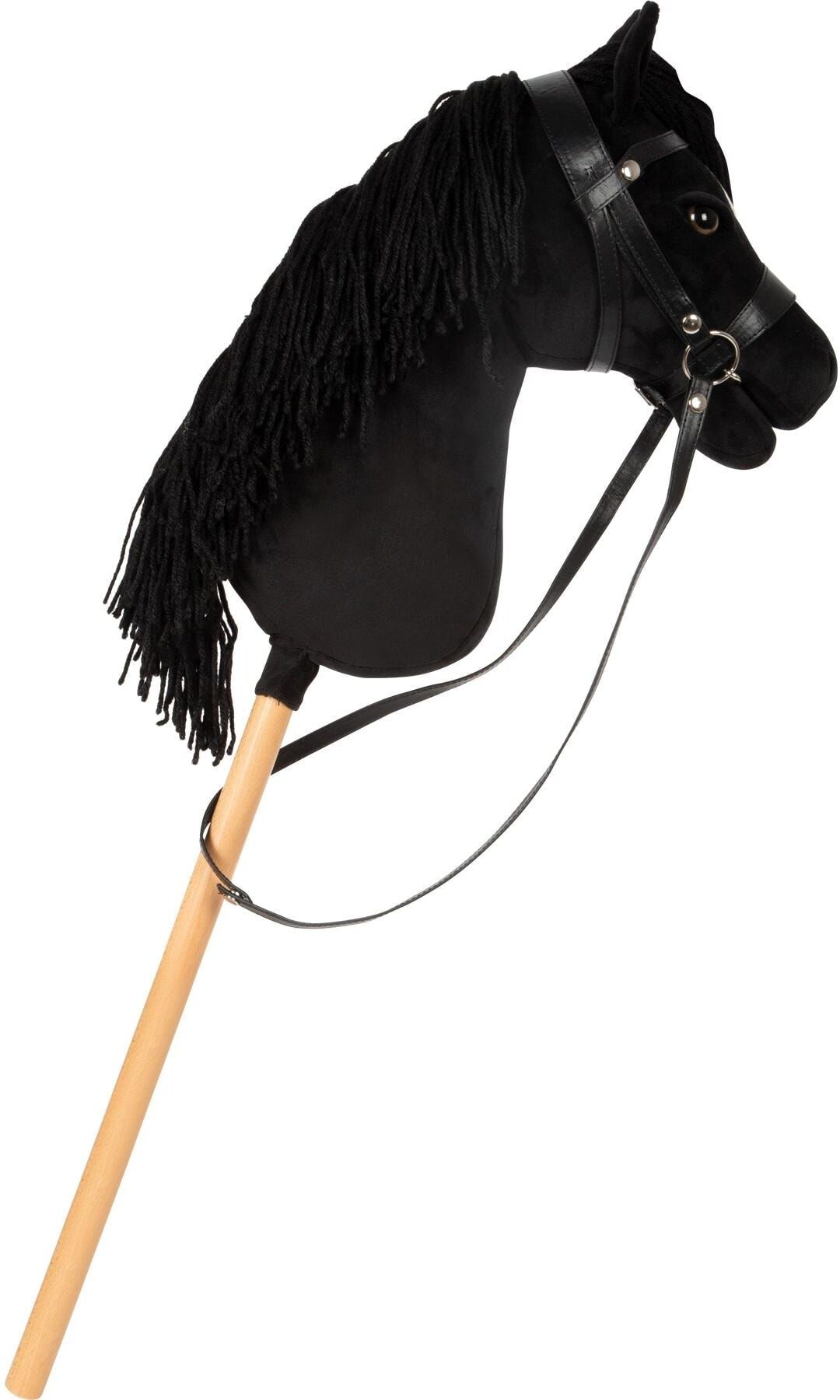 Steckenpferd SMALL FOOT "Hobby Horse Eddie", Kinder, schwarz, Holz, Kunststoff, Metall, Steckenpferde Steckenpferd, inkl. Halfter, Trense & Führstrick schwarz Einheitsgröße