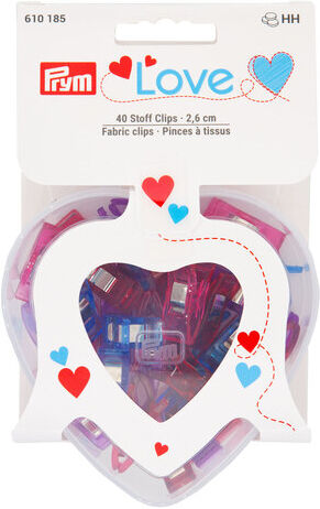 Prym Love Stoffklammern inkl. Herzbox, Farbe: bunt, Größe: 2,6 cm, Inhalt: 40 Stück