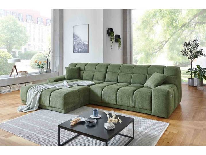 Ecksofa inkl. motorischen XXL- Sitzvorzug in Stoff
