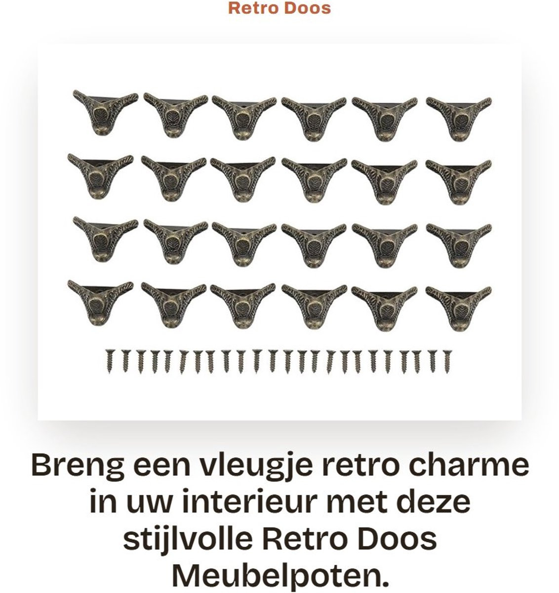 Dailygoods Set van 24 Meubelpoten met Zinklegering in Vintage Retro Stijl