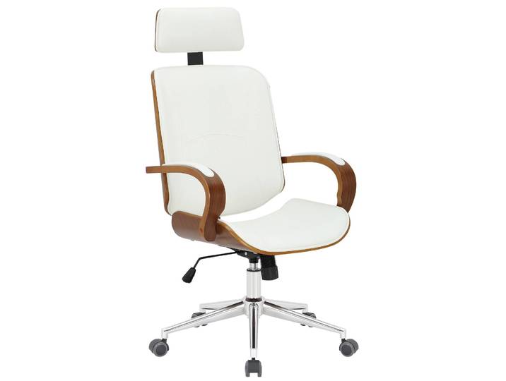 CLP Trading GmbH Dayton, Gepolsterter Sitz, Gepolsterte Rückenlehne, Walnuss, Weiß, Walnuss, Weiß, Kunstleder, Polyurethan (PU), Kunstleder, Polyurethan (PU)