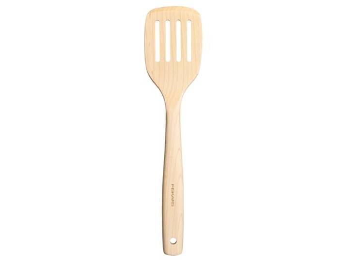 Fiskars Folken Spatule à Rainures\, Spatule pour Ustensiles de Cuisine\, Longueur 30 cm\, Bois d'Érable Certifié FSC\, 1075686
