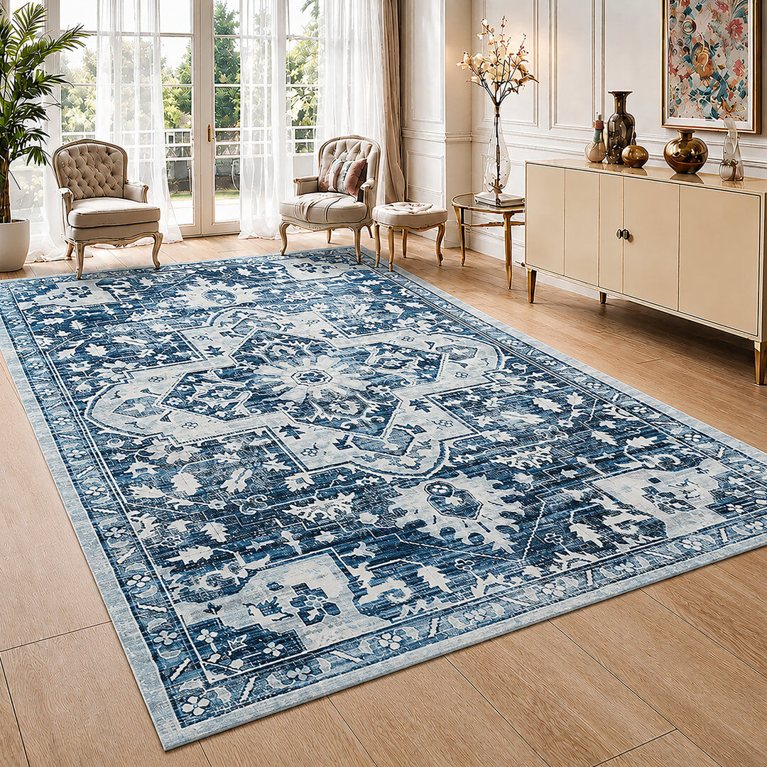 Kensington Traditional Shiraz Cashmere-Feel Area Rug & Runner, Non-Slip Washable Living Room Carpet TRANQUIL Runner 80 x 150 cm