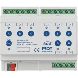 MDT Schaltaktor 8-fach REG 230VAC C-Last Standard 140μF 6TE AKS-0810.03