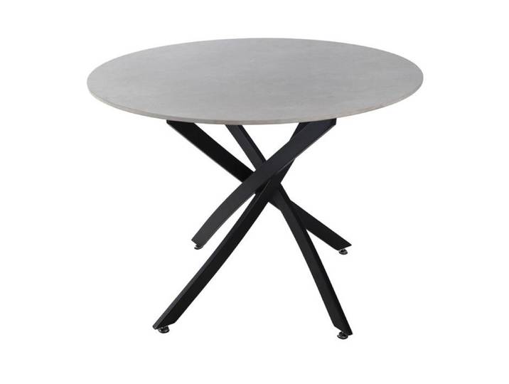 Table ronde D. 100 cm céramique gris pieds croisés métal - RYDER 2 Meubletmoi