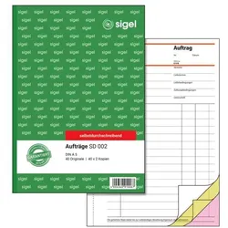Sigel Formularbuch »Auftrag 3-fache Ausführung« SD002 rosa, 14.8x21 cm