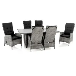 Hardin 1fachgut 19 tlg. Outdoor Esszimmer-Set "Shadow" aus Aluminium inkl. Polsterauflagen