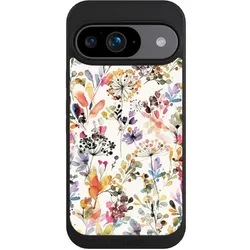 Nivocase Handyhülle für Google Pixel 9 Hülle NIVOpure Case Schwarz Blume Muster Pastell (Google Pixel 9), Smartphone Hülle, Schwarz