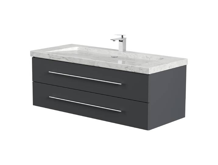 Meuble vasque Yamo marbre 130cm Gris/Graphite