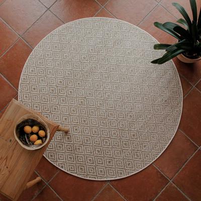 Teppich WECON HOME "Miami Beach", beige (sand beige), H:5mm Ø:200cm, Polypropylen, Teppiche, Teppich, In- & Outdoor Teppich, wetterfest, modernes Rauten Muster, Balkon