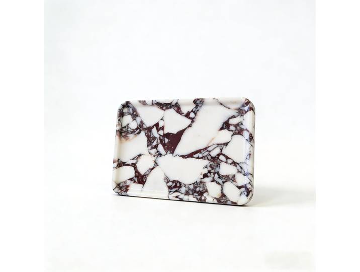 Calacatta Violet Luxueux plateau de vanité en marbre, rangement rectangulaire en pierre naturelle pour salle de bain, cuisine, commode et décoration d'intérieur
