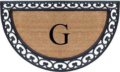 "A1 Home Collections Half Round Rubber Coir Monogrammed Double Doormat, 30"" x 48"""