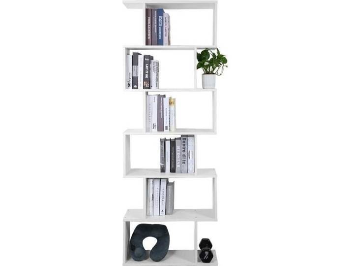 Mondeer Bibliothèque en Bois -Étagère de 6 Niveaux contemporaine -Cloison pour séparer la pièce - Blanc