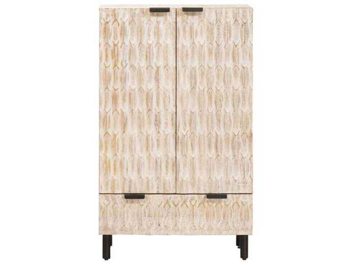KTHLBRH Sideboard mit Schublade, weiß, gewaschen, 60 x 33 x 100 cm Massives Mangoholz, 2 Türen, stabile Eisenfüße, einfache Montage
