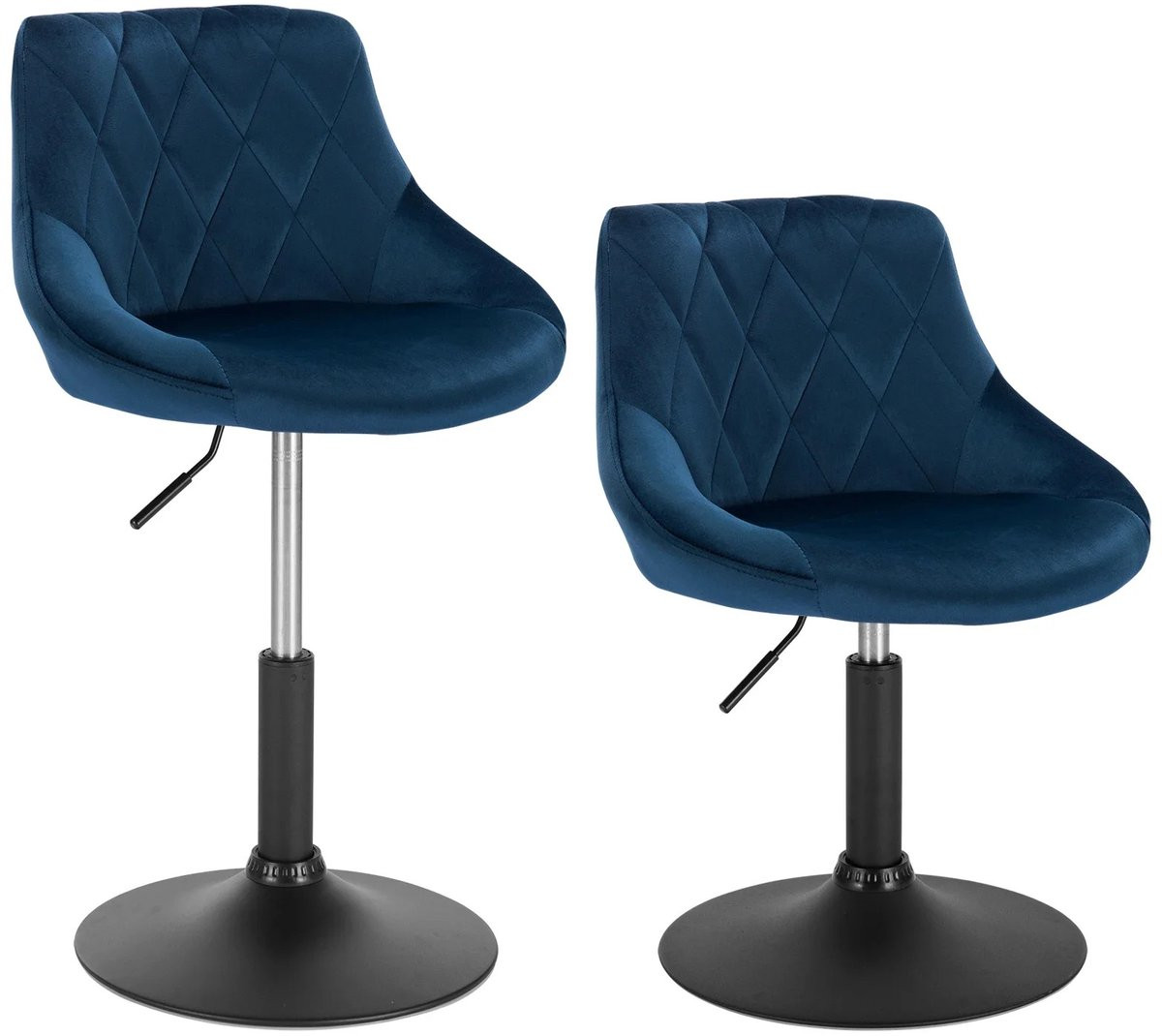 MakkelijkMooi Set van 2 Luxe Verstelbare Loungestoelen - 360° Draaibare Fauteuils - Petrol Blauw Fluweel - Zithoogte: 42 tot 58 cm