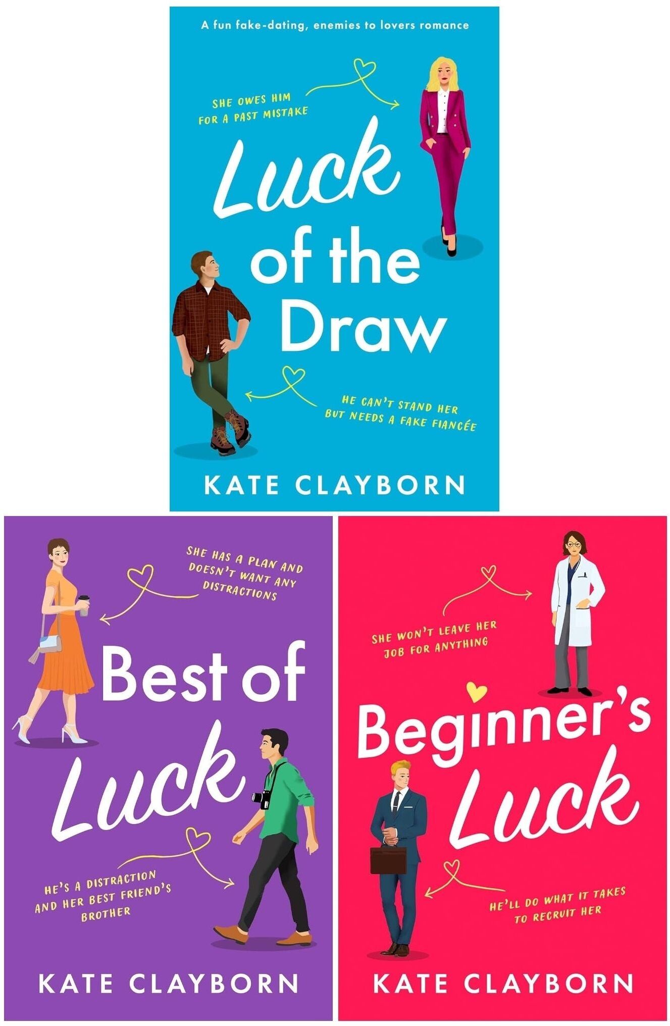Canelo Ltd. Chance of a Lifetime Series 3 Books Collection Set by Kate Clayborn (Beginner's Luck, Luck of the Draw, Best of Luck)