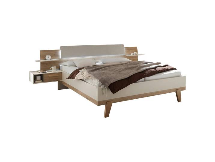Xora Bettanlage, Eiche, Kaschmir, F, tageslichtweiß, 180x200 cm, Beleuchtung, für Elektrolattenrost geeignet, Lattenrost geeignet,Soft-Close-System, Schlafzimmer, Betten