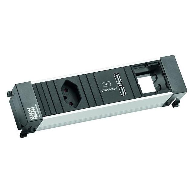 Bachmann Einbausteckerleiste POWER FRAME 1x T13, USB, Custom-ABD Leer (1x, Typ 13) (916.027)