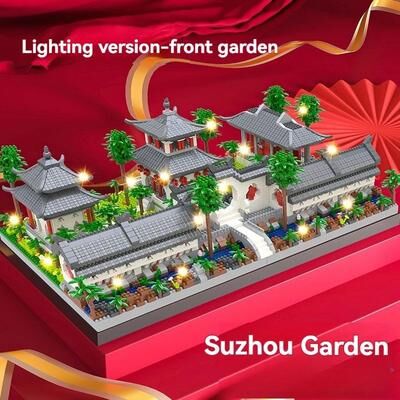 Uplift Essentials Micro Suzhou Garden Building Blocks Traditional Chinese Architecture High Yield Creative Interaction Hub 4222 Pcs Led Light
