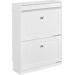 SoBuy Schuhschrank mit 1 Schublade Weiß 75x24x96cm Klassisch