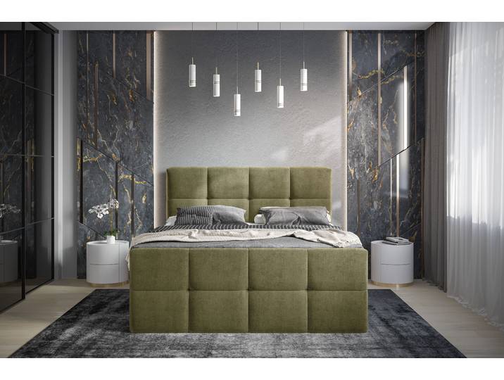 Boxbett Robanna 160 x 200cm Microfaser Valeria Grün/Olivgrün Freiform