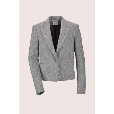 Jerseyblazer MADELEINE "Blazer Jersey-Blazer", Damen, Gr. 38, grau (grau, wollweiß), Obermaterial: 86% Baumwolle CO. 11% Polyamid PA. 3% Elasthan EL., Modern, normal, Blazer