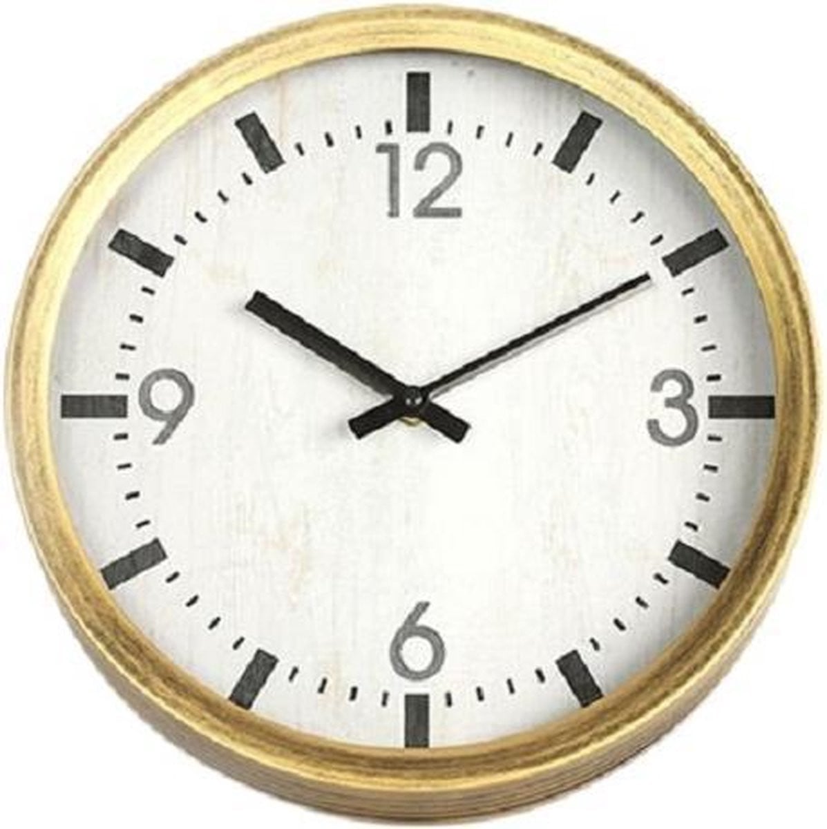 Wandklok Fleming Analoog Staal/Nikkel Wit/Goud Diameter: 30 cm