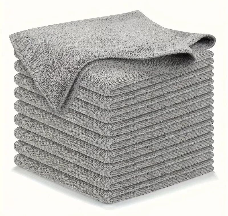 INF 10er-Packung Mikrofaser-Reinigungstücher – Vielseitige graue Allzwecktücher 25x25cm