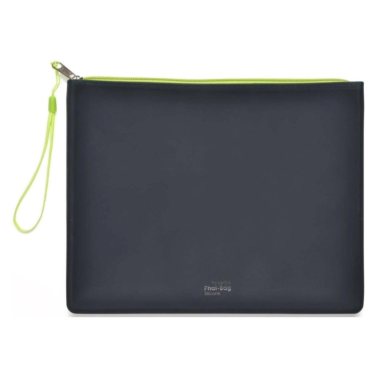 Foldersys Reissverschlussbeutel PHAT BAG A5 schwarz/grün 1,2 mm (A5, 1x) (40484-37)