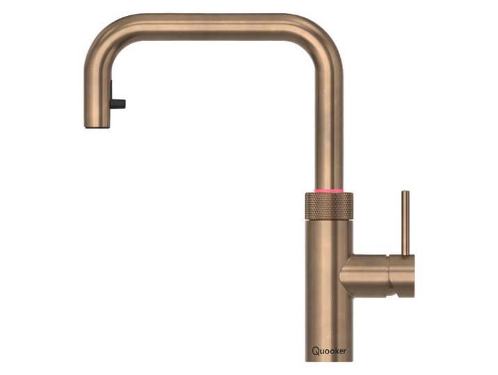 Quooker Küchenarmatur Flex Square, Messing, Metall, 4x33x25.6 cm, Made in Europe, flexible Anschlussschläuche, herausziehbarer Auslauf, schwenkbarer Trinkwassersystem, Keramikkartusche, für kochendes Wasser geeignet, Sprudelwasser geeignet, Küchen, Küchenausstattung, Küchenarmaturen