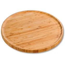 KESPER Pizza-Teller ø 32 cm, Bambus FSC®, robustes Servierbrett mit Saftrand, nachhaltig & langlebig, 58463