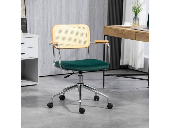 CollaHausse Chaise de Bureau Style Bohème Pivotante et Réglable Accoudoirs en Bois Verte
