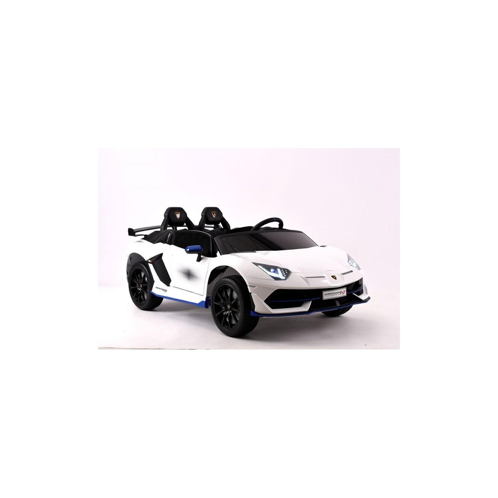 ES-Toys Kinder Elektroauto Lamborghini Aventador SVJ Xago EVA-Reifen Zweisitzer weiß