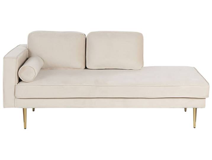 Chaise longue côté gauche velours beige
