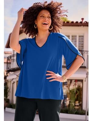 Plus Size Women's Theodora Tulip Sleeve Top by Catherines in Dark Sapphire (Size 4X)