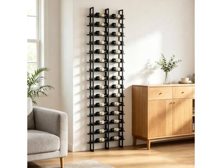 Gpbmn Wandmontierter Weinregal 32 Flaschen Modular Metall Weinlagerregal, Horizontal Weinpräsentationsregal, für Hausbar, Küche, Restaurant und Weinkeller