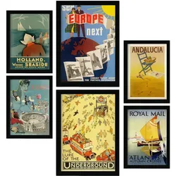 POSTER Set Mit 6 Europa Vollfarbige Illustrationen Von Vintage Tourismus Werbetafeln Aus Der Ganzen Welt Innenarchitektur A3 & A4 Rahmenlos