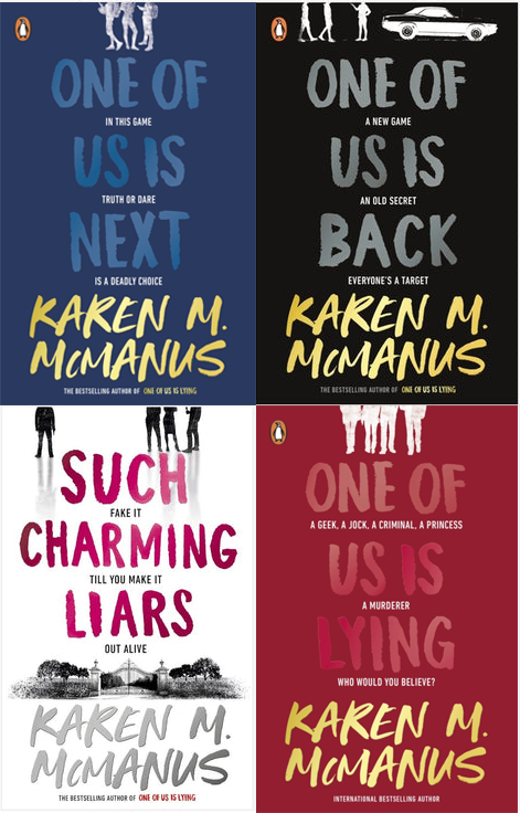 Penguin Karen M McManus Collection 4 Books Set (One of Us is Lying, One of Us is Next, One of Us is Back, Such Charming Liars)