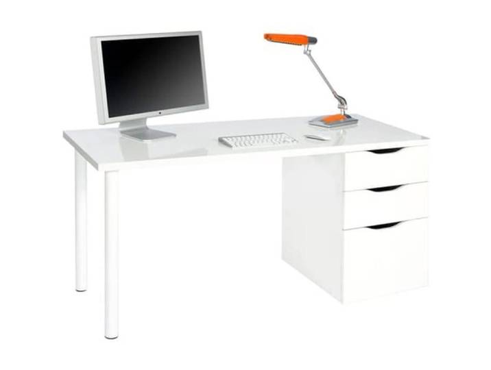 Bureau reversible avec tiroir coloris Blanc Artic - Longueur 74 x Profondeur 138 x Hauteur 60 cm