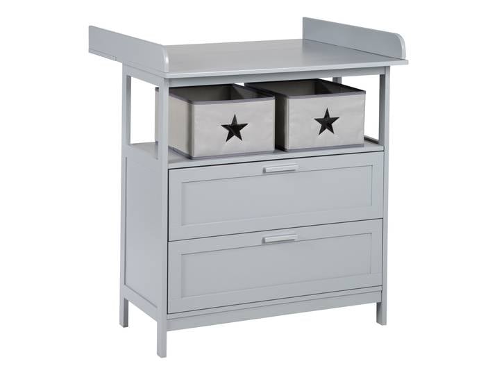 Wickelkommode 'Hamburg' mit Ansatz, 2 Schubladen & Boxen, Wandbefestigung, Wickelhöhe 92 cm