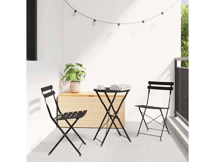 Ensemble bistro pliant - BURKE - Anthracite - Acier - 3 pièces - Table pliante - Chaises pliables - 50x50x71 cm