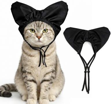 Fusion Finds Adjustable Pet Shower Cap With Waterproof Ear Protection For Cats, Kittens & Small Dogs black