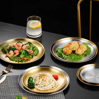 Uplifted Finds Stainless Steel Circular Barbecue Plate Dining Tray Steak Plate 23 Cm 9 In silver