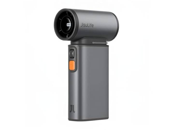 JISULIFE Ventilateur turbo portatif avec fonction dépoussiéreur d'air\, ventilateur à jet portable avec 1 à 100 vitesses\, pour le nettoyage du clavier/camping en plein air - Gris foncé