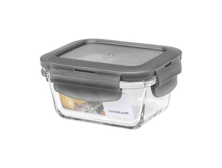 Euro boîte en verre résistante au four, carrée, 500 ml - couvercle gris